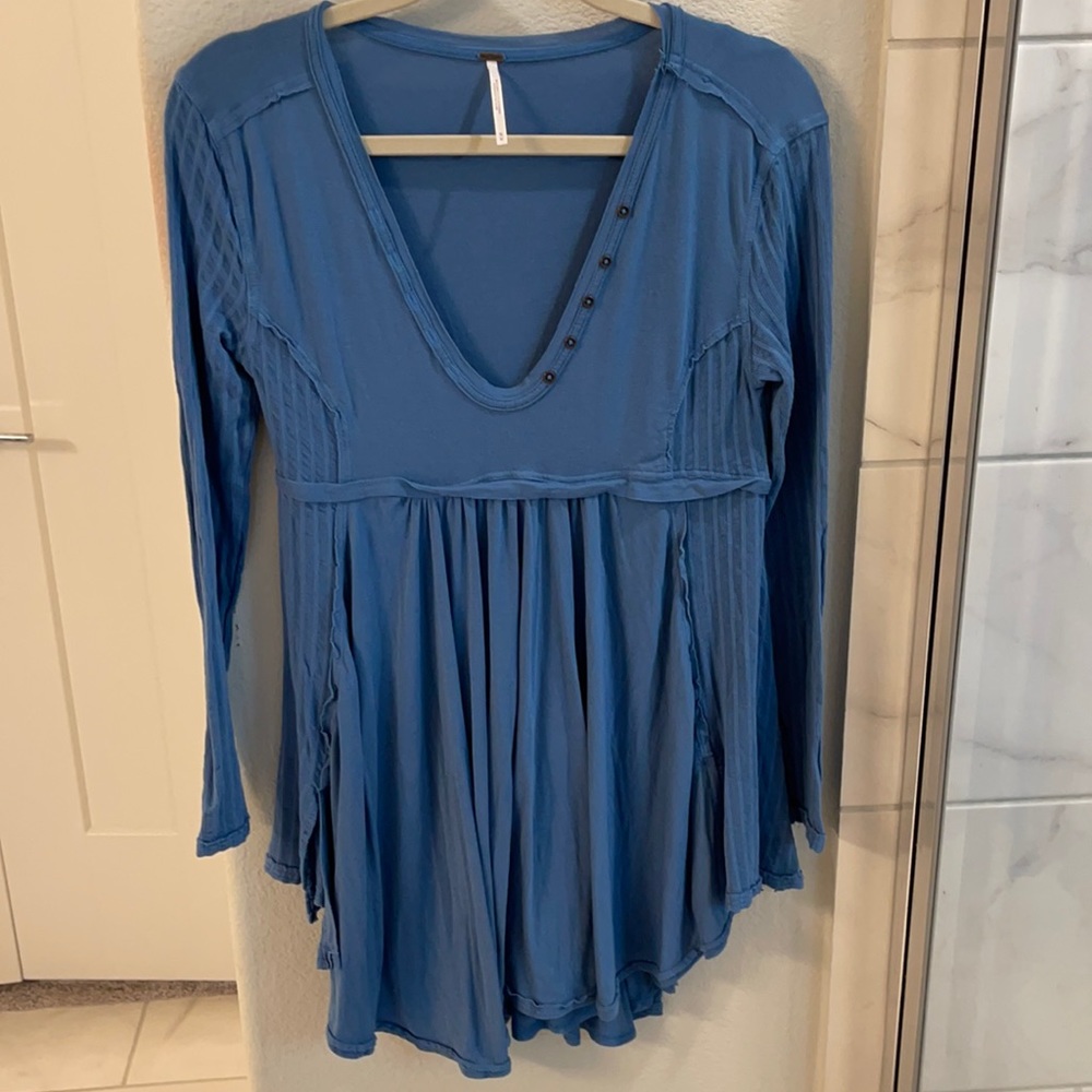 Free People Birdie Henley in denim blue